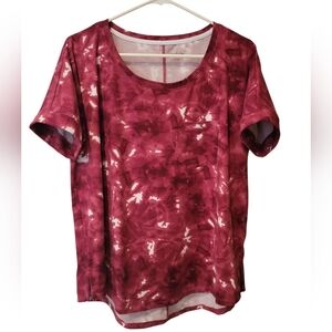 Women's Wonderly Red & White Tie Dyed Top